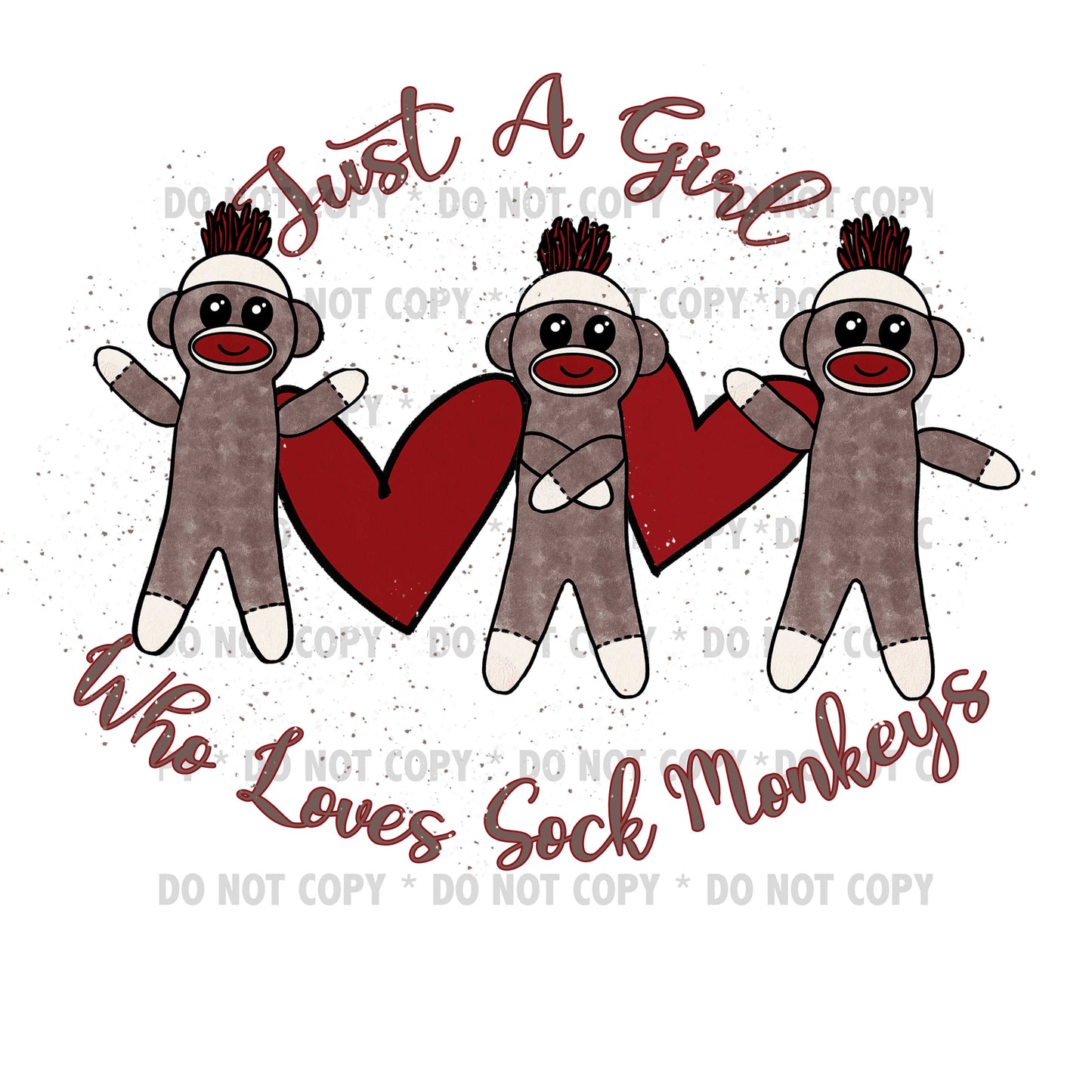 Just a Girl Sock Monkeys - Sublimation Transfer/Digital Image