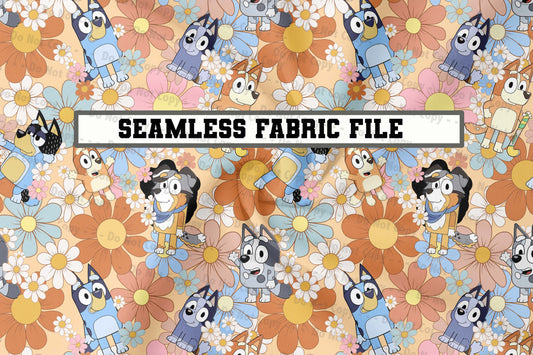 Blue Daisies~Blue Dog - Seamless File