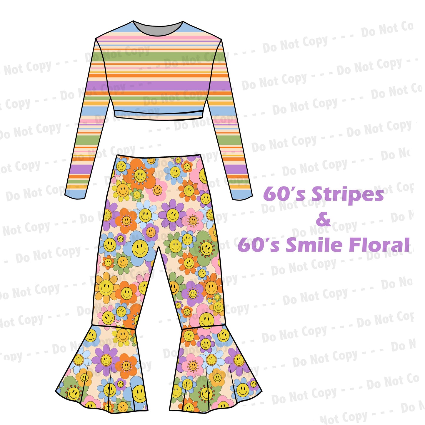 60's Smile Floral Stripe- PRE-ORDER