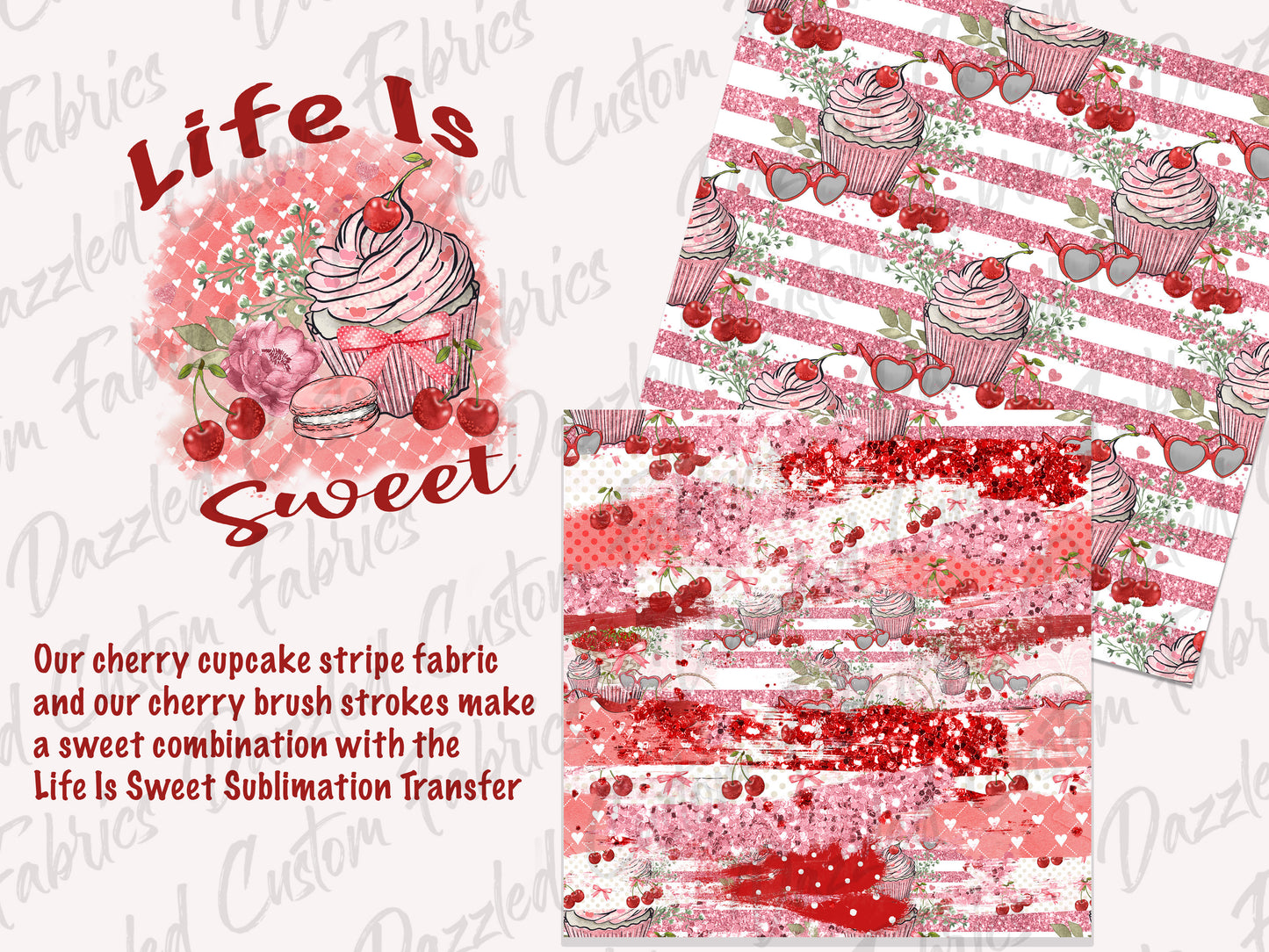 Cherries & Cupcakes - Life is Sweet - Sublimation Transfer/Digital Image