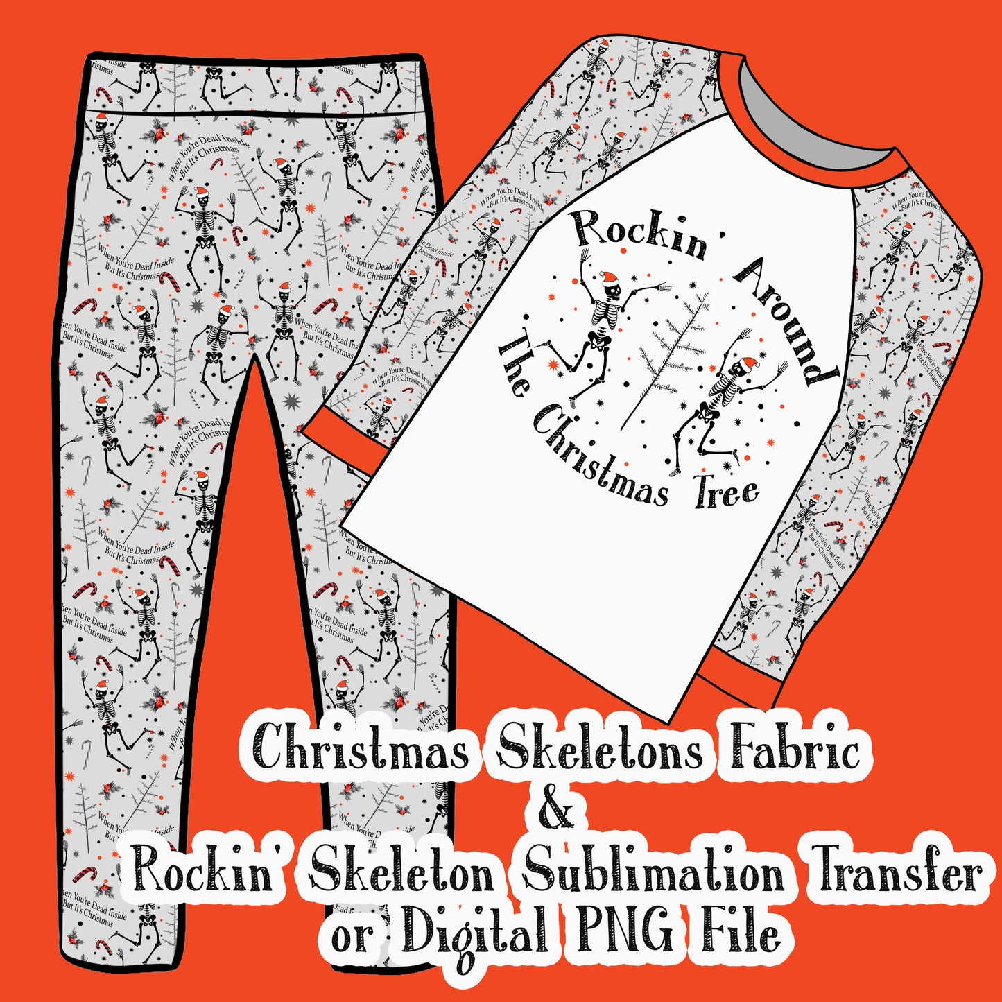 Rocking Christmas Skeletons - Sublimation Transfer/Digital