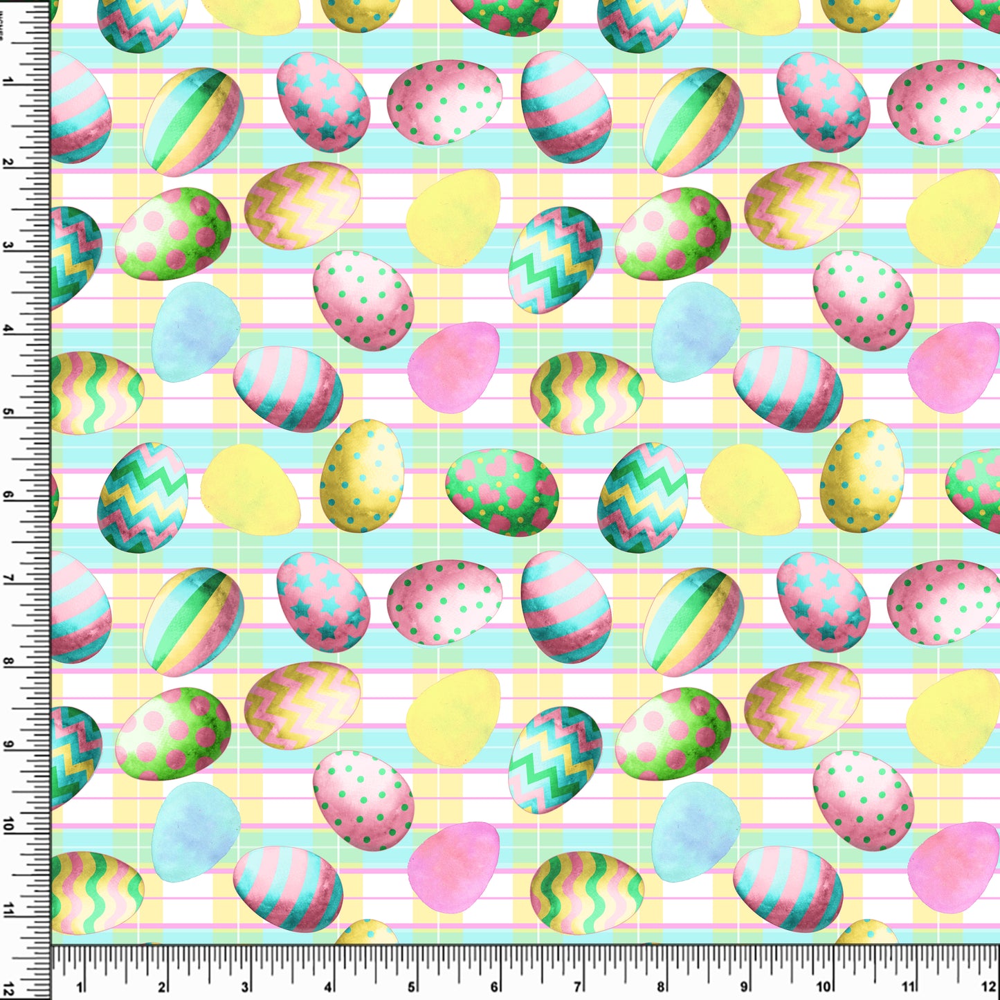 Pastel Painted Eggs on Plaid - Easter    RTS