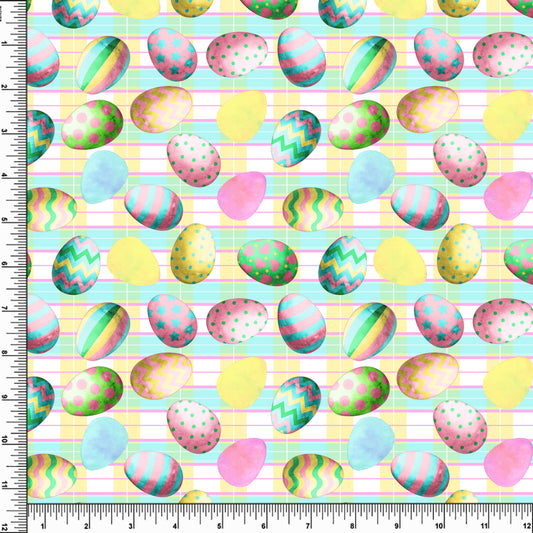 Pastel Painted Eggs on Plaid - Easter    RTS