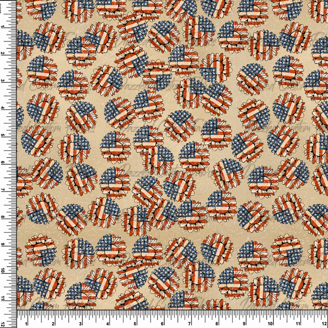 Patriotic Vintage Sunflowers  - RTS