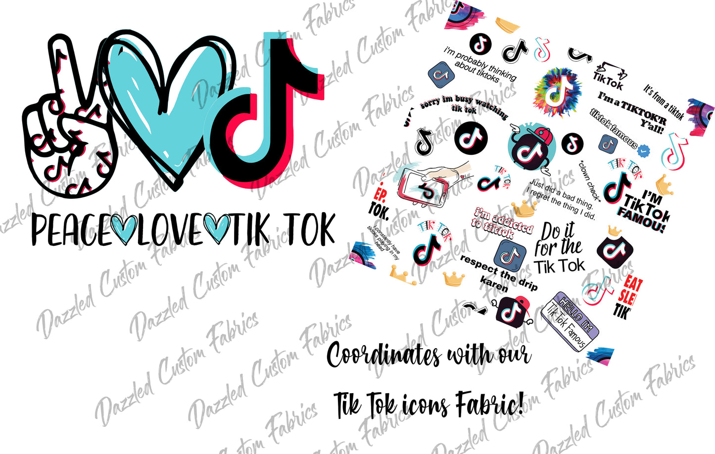 Peace Love Tik Tok - Sublimation Transfer/Digital Image