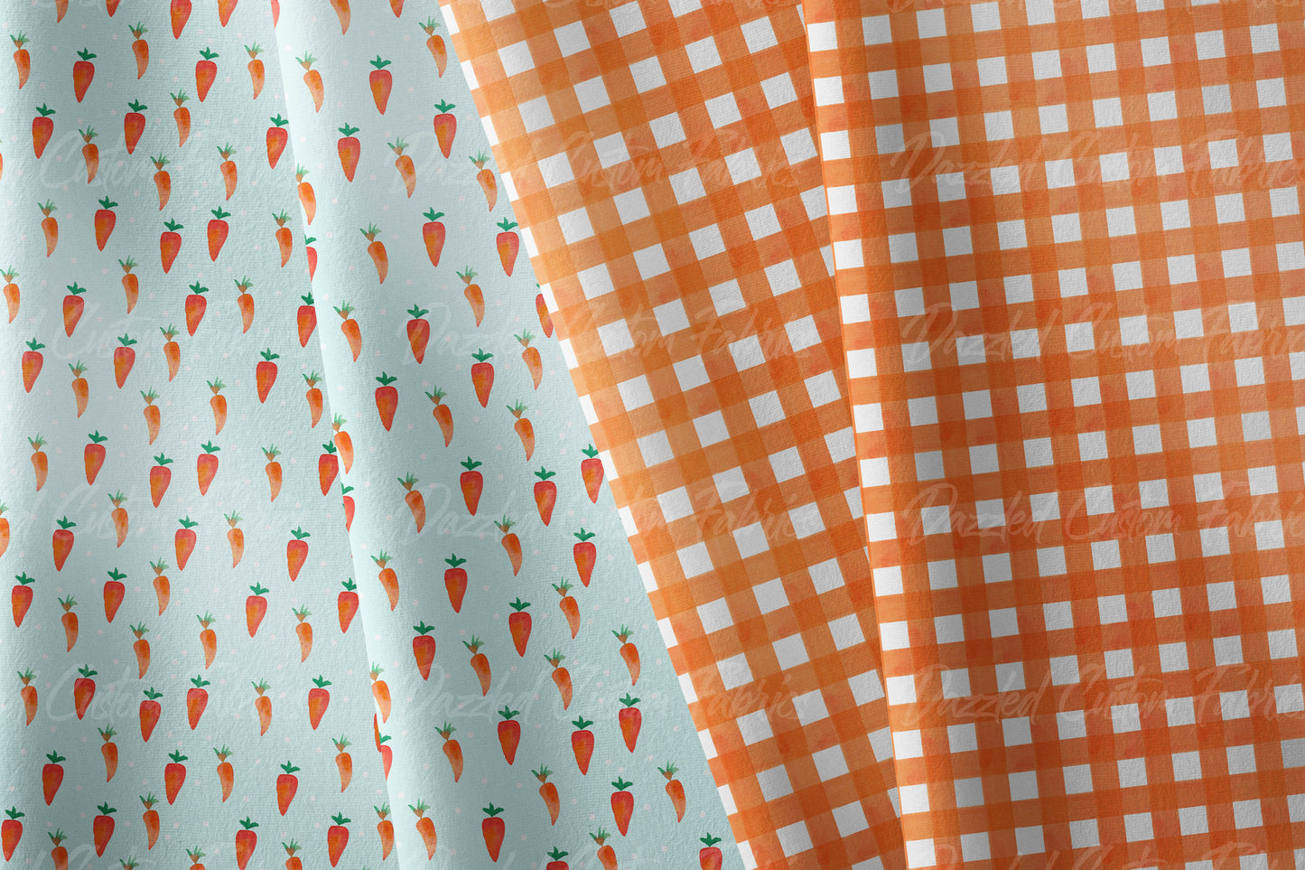 Carrot Watercolor Gingham   RTS