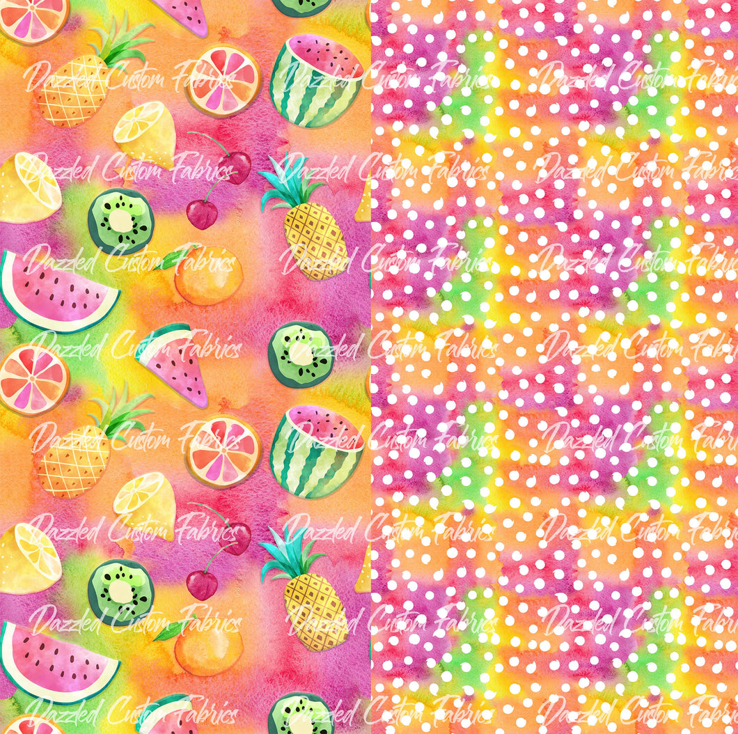 Watercolor Fruit & Dots 1/2 & 1/2    RTS