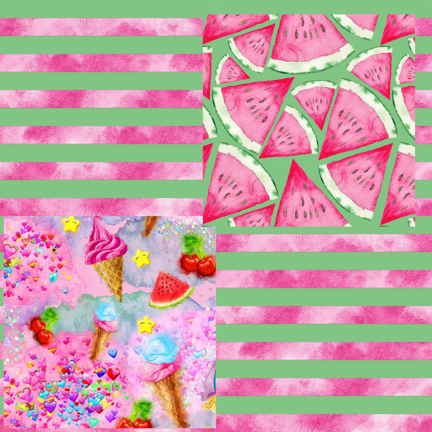 Watercolor Watermelon Stripe    RTS