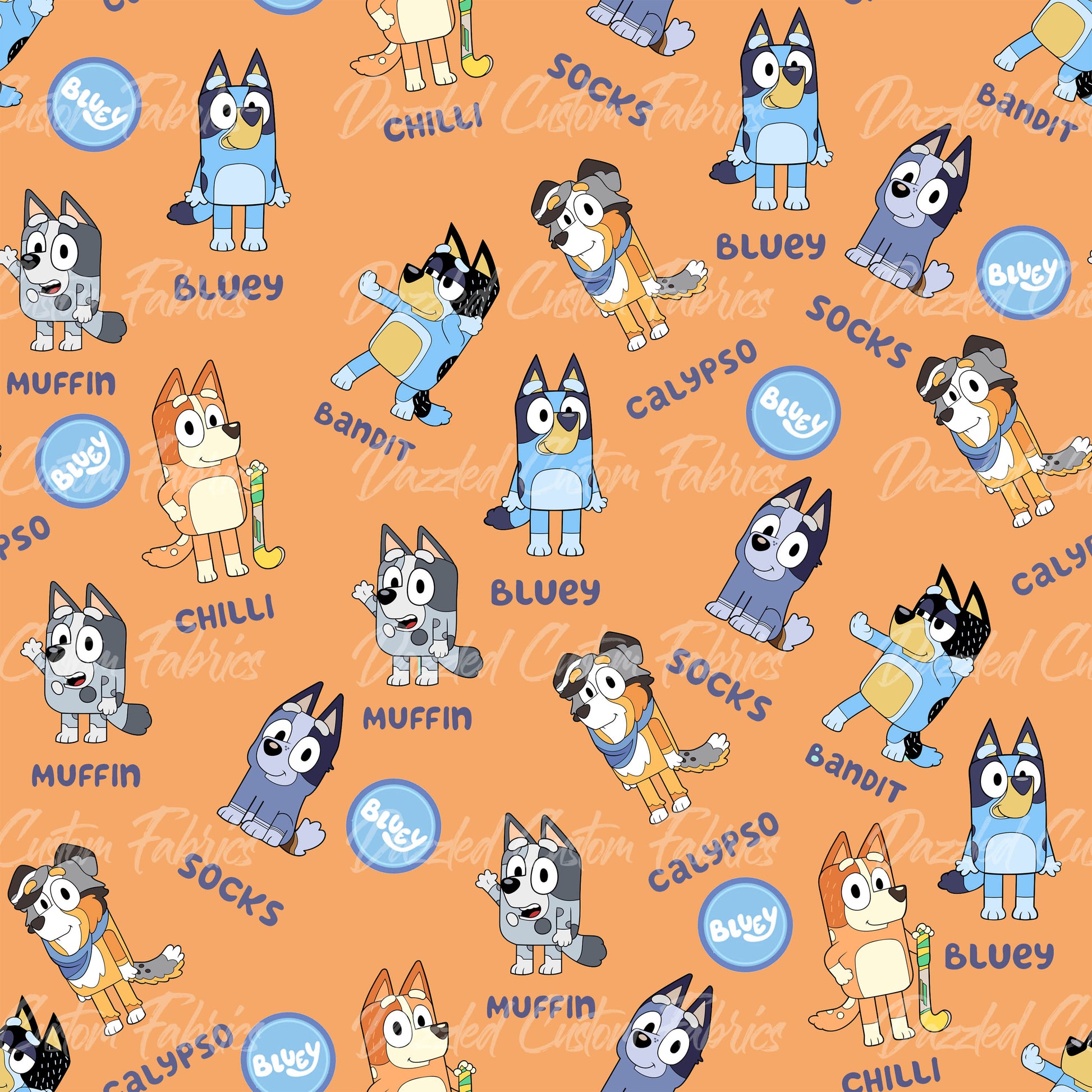 Blue Dog Family RTS – Dazzled Custom Fabrics