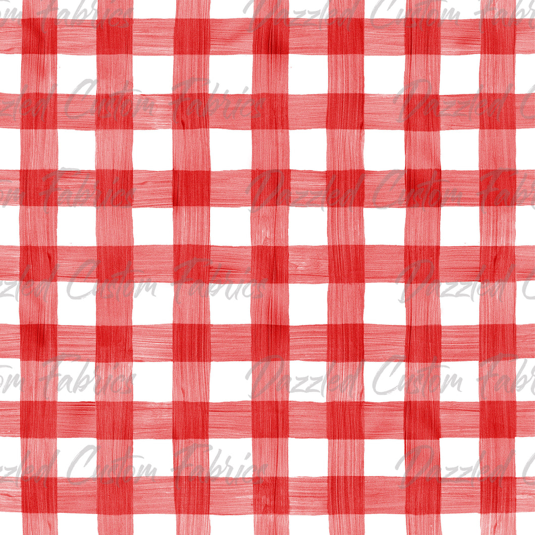 Red Watercolor Gingham     RTS